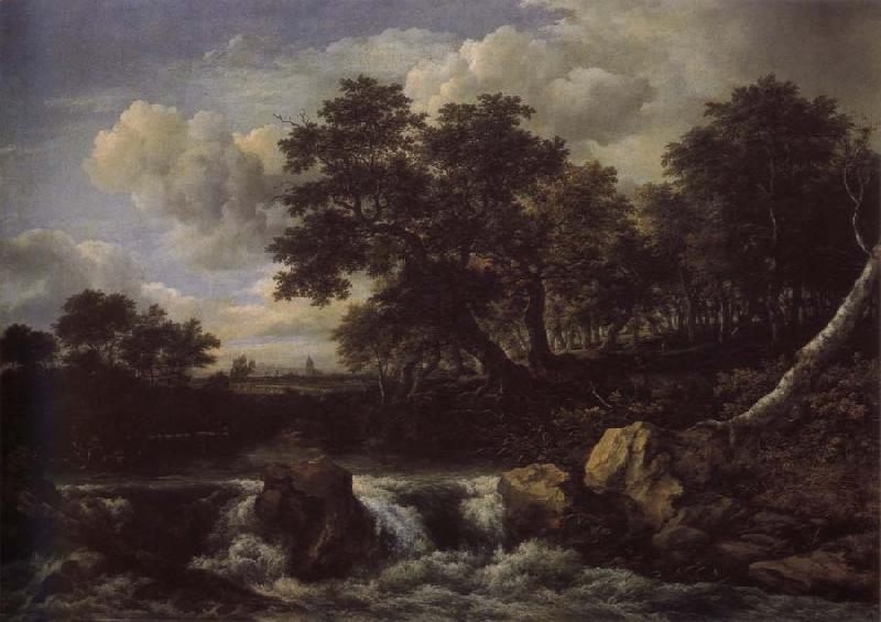 Jacob van Ruisdael Waterfall near oan Oak wood oil painting picture